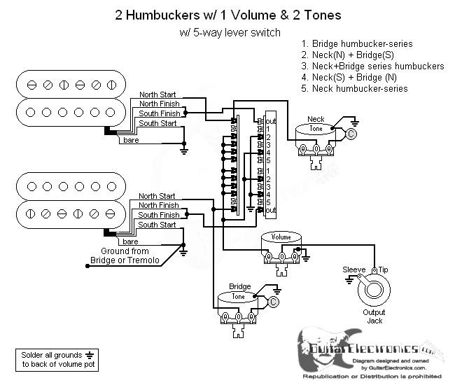 2 humbuckers 5 way lever switch 1 volume 2 tones 05 Push Pull Volume Tone Pot switch 1 volume 2 tones 05 click to enlarge